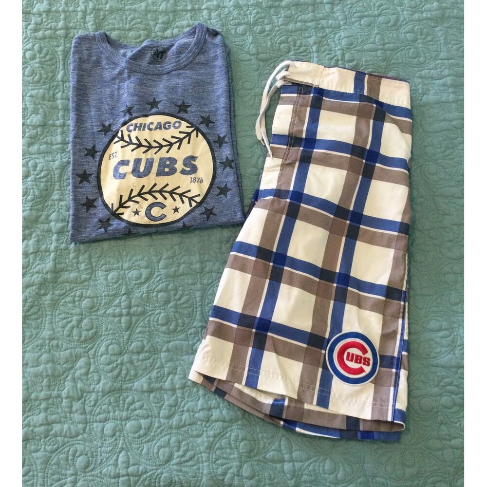 MLB Chicago Cubs T Shirt XL and Swim Trunks L